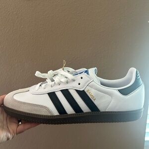 adidas Samba White Sneakers with Black Stripes and Gum Sole